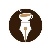 penna e caffè logo design concetto vettore. caffè e penna logo icona modello. vettore