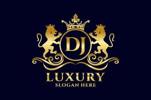 iniziale dj lettera Leone reale lusso logo modello nel vettore arte per lussuoso il branding progetti e altro vettore illustrazione.