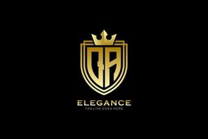 iniziale qa elegante lusso monogramma logo o distintivo modello con pergamene e reale corona - Perfetto per lussuoso il branding progetti vettore