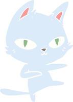 piatto colore stile cartone animato gatto danza vettore