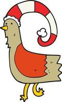 pollo del fumetto in cappello di natale divertente vettore