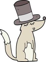cartone animato lupo fischio indossare superiore cappello vettore