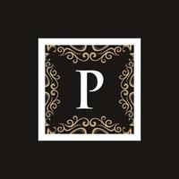 lettera p lusso telaio ornato logo vettore