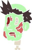 piatto colore stile cartone animato zombie testa vettore