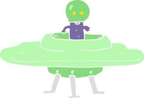 illustrazione a colori piatta di un disco volante cartone animato vettore