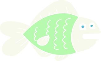 piatto colore illustrazione di un' cartone animato divertente pesce vettore