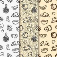 set di modelli senza cuciture di doodle a tema caffè vettore