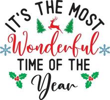 è il maggior parte meraviglioso tempo di il anno, allegro Natale, babbo natale, Natale vacanza, vettore illustrazione file