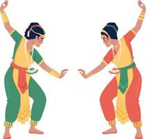 donne l'esecuzione spirituale danza su Diwali semi piatto colore vettore personaggi. modificabile figure. pieno corpo persone su bianca. semplice cartone animato stile illustrazione per ragnatela grafico design e animazione