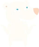 piatto colore stile cartone animato polare orso mostrando denti vettore
