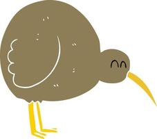 piatto colore illustrazione di un' cartone animato Kiwi uccello vettore