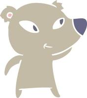 simpatico orso di cartone animato in stile piatto a colori vettore