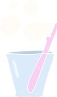piatto colore illustrazione di un' cartone animato spazzolino nel bicchiere vettore