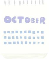 piatto colore illustrazione di calendario mostrando mese di ottobre vettore