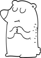 linea disegno cartone animato timido orso vettore