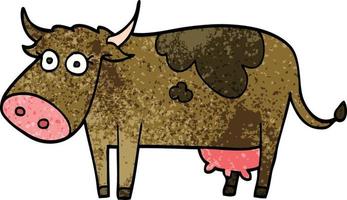 cartone animato scarabocchio azienda agricola mucca vettore