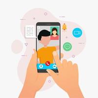 applicazione di videochiamata su dispositivo mobile vettore
