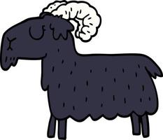 cartone animato doodle capra nera vettore