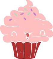 carino piatto colore stile cartone animato smerigliato Cupcake vettore