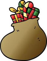 cartone animato scarabocchio Borsa di Natale regali vettore