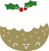 simpatico budino di Natale in stile cartone animato a colori piatti vettore