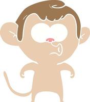 scimmia di fischio del fumetto di stile di colore piatto vettore