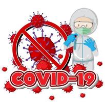 annullando il tema del coronavirus con il medico in tuta ignifuga vettore