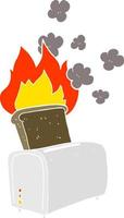piatto colore illustrazione di un' cartone animato bruciato crostini vettore