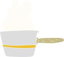 piatto colore illustrazione di un' cartone animato casseruola cucinando vettore