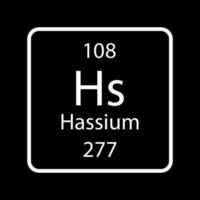 simbolo di hassium. elemento chimico della tavola periodica. illustrazione vettoriale. vettore