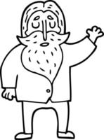 linea disegno cartone animato barbuto uomo vettore