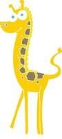 piatto colore illustrazione di un' cartone animato giraffa vettore