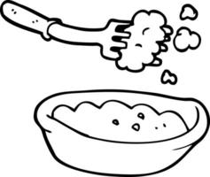 linea disegno cartone animato ciotola di cibo vettore