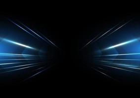 effetto di luce al neon di velocità blu astratta su sfondo nero illustrazione vettoriale