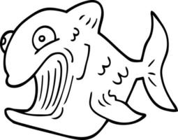 divertente linea disegno cartone animato pesce vettore