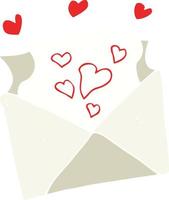 piatto colore illustrazione di un' cartone animato amore lettera vettore