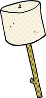 cartone animato scarabocchio marshmallow su bastone vettore