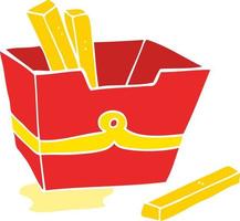 piatto colore stile cartone animato scatola di patatine fritte vettore