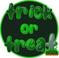etichetta iscrizione trucco o trattare per Halloween nel cartone animato stile vettore