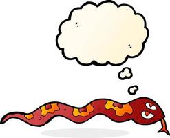 cartone animato sibilo serpente con pensato bolla vettore