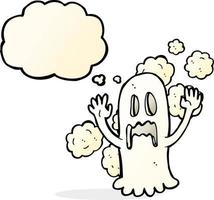 cartone animato spaventoso fantasma con pensato bolla vettore