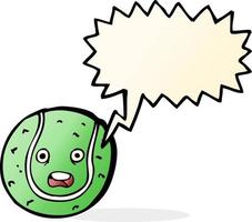 cartone animato tennis palla con discorso bolla vettore