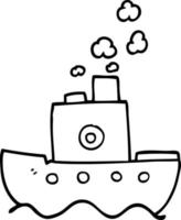 linea disegno cartone animato vapore barca vettore