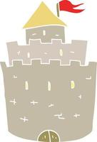 piatto colore illustrazione di un' cartone animato castello vettore