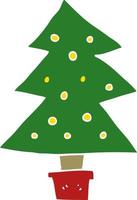 piatto colore stile cartone animato Natale albero vettore