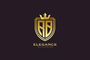 iniziale rb elegante lusso monogramma logo o distintivo modello con pergamene e reale corona - Perfetto per lussuoso il branding progetti vettore