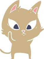 gatto confuso in stile cartone animato a colori piatti vettore