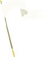 cartone animato scarabocchio agitando bianca bandiera bandiera vettore