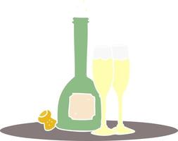 piatto colore stile cartone animato Champagne su vassoio vettore