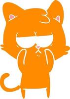 annoiato gatto cartone animato stile colore piatto vettore